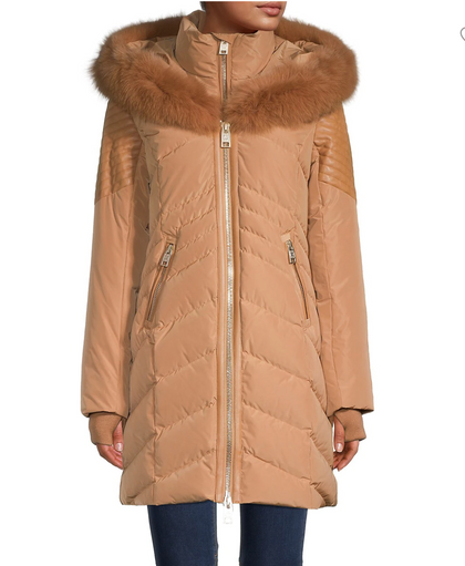 Nicole Benisti Cortina Fox Fur Trim Down Jacket